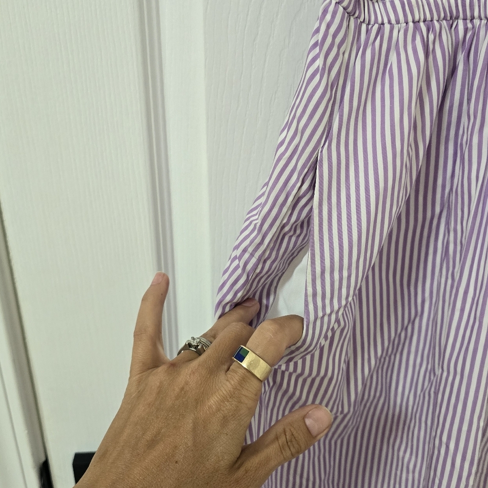J.Crew Lavender Stripe Ruffle Tiered Midi Dress Size S - Picture 9 of 12